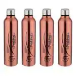 Prabha Brown Single Wall Stainless Steel Fridge Water Bottle Office College School Kids, Capacity 1000 ml, Set of 4