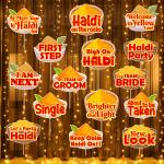 Zyozique Haldi Ceremony Decorations - Photo Booth Props & Rice Light (Pack of 16)
