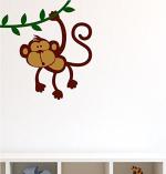 Asian Paints Multicolor Polyvinyl Chloride Hanging Monkey Wall Decal AN11DS