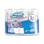 A-WELL Kitchen Paper Towel Tissue Kitchen Roll Super Absorbent 5+1 Roll Free 