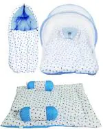adore stuff Cotton Baby Bed Sized Bedding Set (Blue)