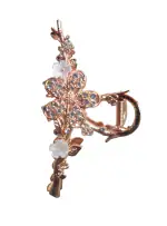 Shivoria Hair Large Claw Clip Stone Flower White pearl flower Design| | Pearl Hair Clip Clutcher