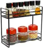 Bros Moon Steel Black Alloy Steel, Iron 2 Tier Foldable Countertop Kitchen Rack