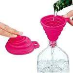 Inditradition Collapsible Silicone Funnel | for Liquid, Oil, Sauce, Water, Juice, Small Food-Grains | 9 cm, Assorted Color