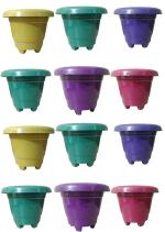 Audbhidhi Pots Gamla Pack of 24 Planter Leg Standing Multicolour Flower Pot for Plants | Plastic Gamle for Home | Plant Container Set 8 Inch | Indoor Outdoor Pot | Gardening Pots