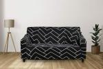 TONY STARK Universal Sofa Cover,Stretchable Slipcover 145-185cm,Black Herringbone,Three-Seater
