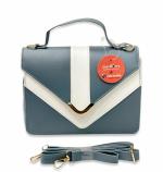 FD Fine Deign PU Leather Women Solid Grey Color Colorblock Sling Bag