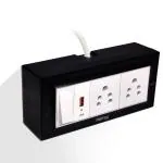 Palfrey Extension Board-One Switch + Two 5A Socket + USB|8 meter Wire (1800W) (Black)