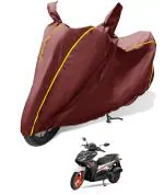 Auto Hub Waterproof Bike Cover Compatible with Yamaha Aerox, Coated, Mirror Pocket, Belt Buckle Maroon
