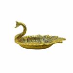 pujaNpujari Golden Swan Bowl Tray for Dry Fruits/Snacks or Dessert Platter for Home Decor