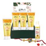 GLOBUS NATURALS De-Tan Rakhi Gift Box - For Brother and Sister - Set of 5, Face wash, Face Cream, Face Scrub, Face Pack, & Sunscreen Lotion
