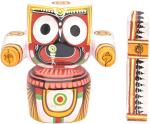 Real Craft Multicolor Wood Single Idol Of Lord Sri Jagannath Swami With Sudarshan Chakra For Puja Room