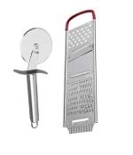 Blue Wonder Stainless Steel SS Pizza Cutter With Stainless Steel Red Chipser and (Multicolour, Pack of 2)