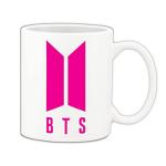 Mug Morning BTS Merch for Girls BTS Pink Logo on White Ceramic Mug 325ml (White)