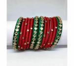 Aashirwad Traders Handmade Multicolor Plastic and Silk Thread Kundan Bangle (Women) - 2.8 (set of 12)