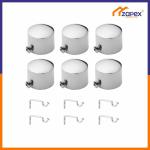 ZAPEX High Quality Aluminium Round Curtain Bracket with Support 1 Inch Rod Pocket Finials Window Rod Support Fittings, Curtain Rod Holder(Silver Colour, Pack 6)
