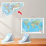 GO WOO SMALL - 100 ASIA POLITICAL OUTLINE MAP FOR SCHOOL, SMALL - 100 ASIA PHYSICAL OUTLINE MAP FOR SCHOOL and 2 IN 1 WORLD POLITICAL AND PHYSICAL MAP IN ENGLISH | Set of 2 map and 1 chart