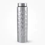 Soromito Stainless Steel Single Wall Diamond Cut Sleek Fridge Water Bottle| 1000ML| Silver