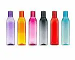 VM BOND Smart Plastic Water Bottles, Set of 6 (Rectangular Pattern, 1 Litre) Multicolor
