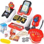QUALITIO Scrap Cash Register for Kids with Checkout Scanner Money and Food Shopping Play Set (Multicolor)