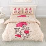 Dream Weavers 240 TC 100% Cotton Bedsheet with 2 Pillow Covers, Floral Pattern, King Size - Cream