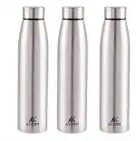 Attro Sleek Silver Stainless Steel Water Bottle 1 L (Set of 3)