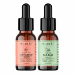 Pearlix Kumkumadi Tailam & Tea Tree Essential Oil | 100% Pure & Natural | 10ml Each Pack Of 2 | For Blemishes & Skin Infection