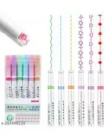 Magic Star Linear Color Highlighter Pen Set - 6 Line Markers for Adults & Kids