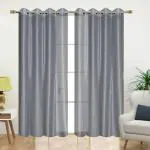 SCORCHERS Net Curtains for Long Door Semi Sheer Tranparent Curtain Drapes for Living Room, Bedroom Net Tissue Panel Drapes for Home and Office Decor | Grey | 7x4 Feet
