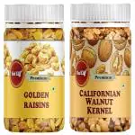 RED CLIFF Golden Raisins & California Walnut Kernels Dry Fruits | Combo Pack Of 2 | (Raisins & Walnuts | 450g |)