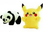 Saubhagye Multicolor Panda, Pikachu Soft Toys, size-40 cm for 1 year and above (pack of 2)