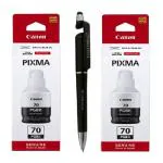Canon GI 70 Black Twin Ink Bottle (PACK OF 2) with 3in1 Multi-Function Creative Mobile Phone Stand
