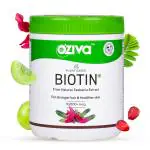 OZiva Plant Based Biotin, 125g for Hair Growth 10000mcg+ with Sesbinia Agati, Amla for Men & Women, Biotin Supplement to Support Hairfall Control & Healthier Skin, Certified Clean & Vegan