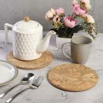 FOHOGO Premium Cookie Trivets Cork Pot Holder, Heat Resistant Hot Pots mat and Pans 18 cm Round Mats for Kitchen Countertop Table (Beige, 2 Pcs)