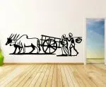 Lanstick Multicolor Cow With Granny And Grandpa Self Adhesive Wall Sticker 51.1 inch