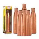 Dr. Copper Copper Seamless Bottle With Leak Proof Cap 1 Liter (Combo Set of 6)