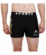 THE MORNING PLAY ArrowMax Men Black Printed Poli Trunk Shorts Swimsuit (Size L)