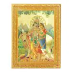 BM TRADERS Radha Krishna Photo in Golden Art Work Frame Big (11 x 14 inch)