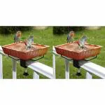 Craft Park Earthen Pot Terracotta Bird Bath, Earth Brown(Pack of 2) (Square Shape)