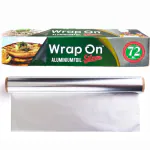 Wrap On 72 Meter Silver Aluminium Foil Paper Roll for Kitchen Roti Pack with Cutter (Pack of 1).