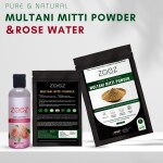 ZAEZ 100% Pure Natural & Organic Multani Mitti Powder with Rose Water For Skin & Hair Care, Paraben Free