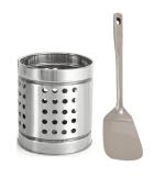 FIRST FRONT Stainless Steel Cutlery Holder With Stainless Steel Paan Spoons and (Multicolour, Pack of 2)
