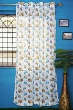Parda Online White Print Tissue, Linen Printed Eyelet Space Window Curtain 9ft, (Pack of 1)