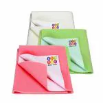 BeyBee Coral, Ivory and Light Green Waterproof Baby Bed Protector 50 cm x 70 cm (Set of 3)