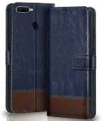 AmericHome Oppo A5S, Model CPH1909 Blue, Brown Rubber, Cloth, Artificial Leather Shock Proof Mobile Back Cover
