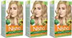 Nisha Creme Hair Color for Women & Men Long-lasting 100% Grey Coverage Permanent Hair Colour for Soft Shiny Healthy Hair Ultra Blonde (120g, Pack of 3)