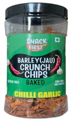 Snack First Baked Barley Chilli Garlic Crunchips , Healthy Chips, Healthy Snack, High Protein, High Fiber, Vegan, Non-GMO, Guilt Free Each 160g