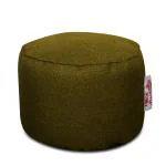 Style Homez ORGANIX Collection, Round Poof Bean Bag Ottoman Stool Large Size Moss Green Color in Organic Jute Fabric, Cover Only