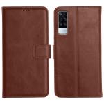 Orosky Vivo Y51 2020 Flip Back Cover, Full Body Protection Wallet Style Magnetic Closure Leather Flip Cover Case for Vivo Y51 2020 (Brown)