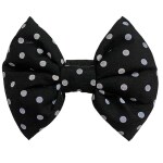 For The Fur Kids Black & White Polka Dots Classic Bow Tie for Dogs and Cats (with Adjustable Strap)